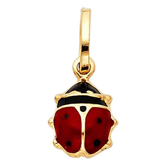 14k Gold Red Enamel Mini Ladybug Charm
